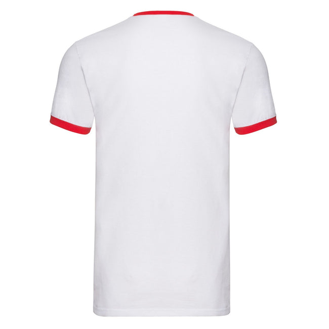White-Red - Back - Fruit of the Loom Unisex Adult Ringer T-Shirt