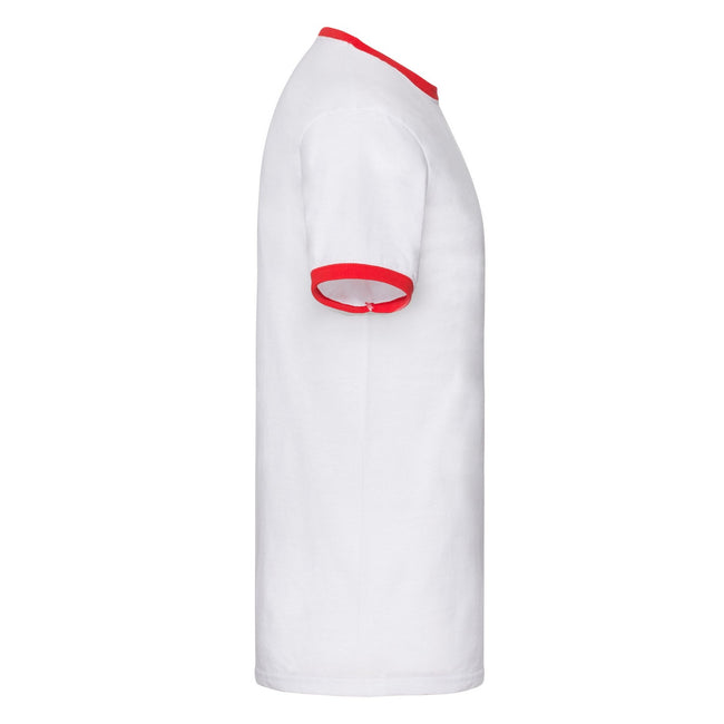 White-Red - Side - Fruit of the Loom Unisex Adult Ringer T-Shirt