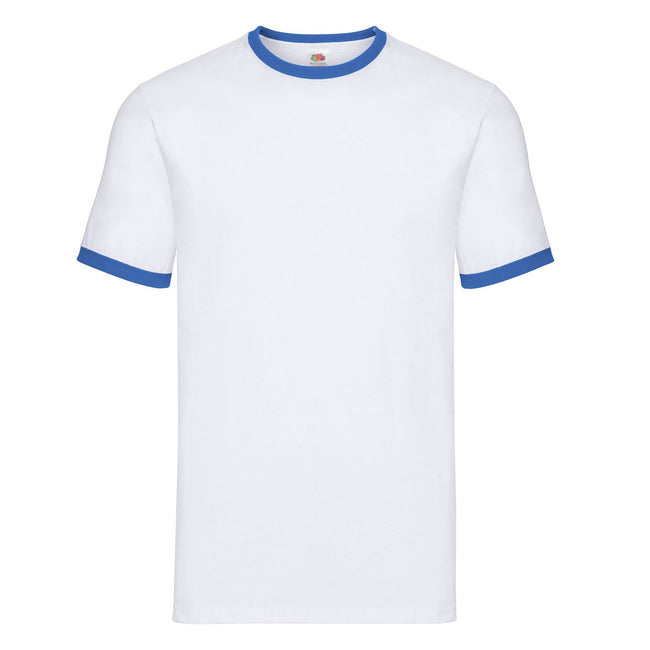 White-Royal Blue - Front - Fruit of the Loom Unisex Adult Ringer T-Shirt