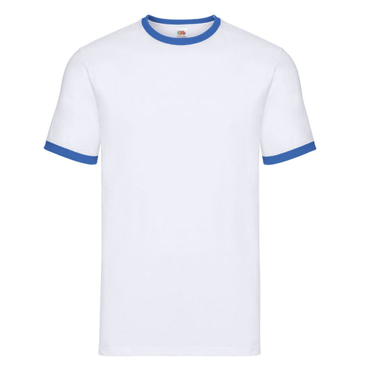 White-Royal Blue - Front - Fruit of the Loom Unisex Adult Ringer T-Shirt