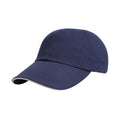 Navy-White - Front - Result Headwear Heavy Brushed Cotton Sandwich Peak Baseball Cap