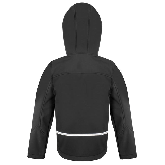 Black-Grey - Back - Result Core Childrens-Kids TX Performance Hooded Soft Shell Jacket
