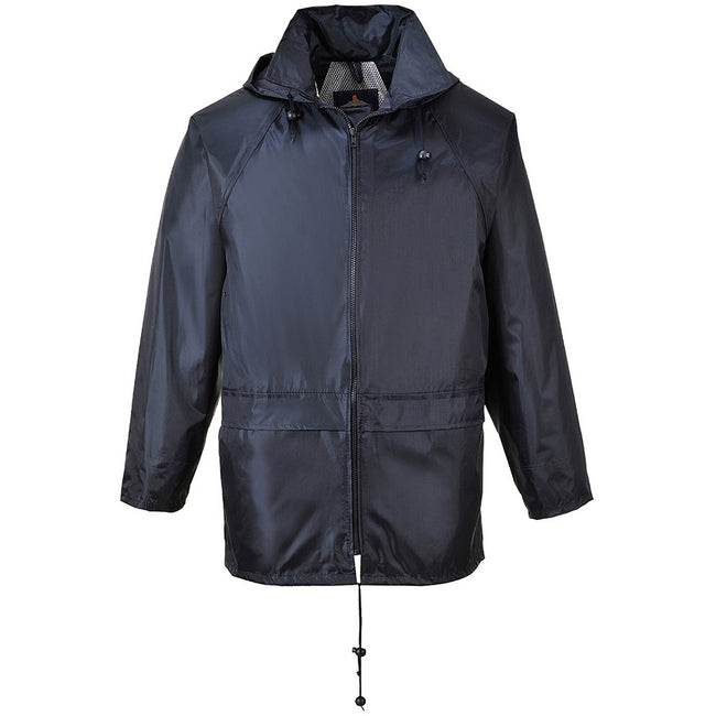 Navy - Side - Portwest Mens Classic Rain Jacket (S440)