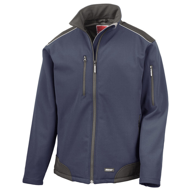 Navy-Black - Front - WORK-GUARD by Result Unisex Adult Ripstop Soft Shell Jacket