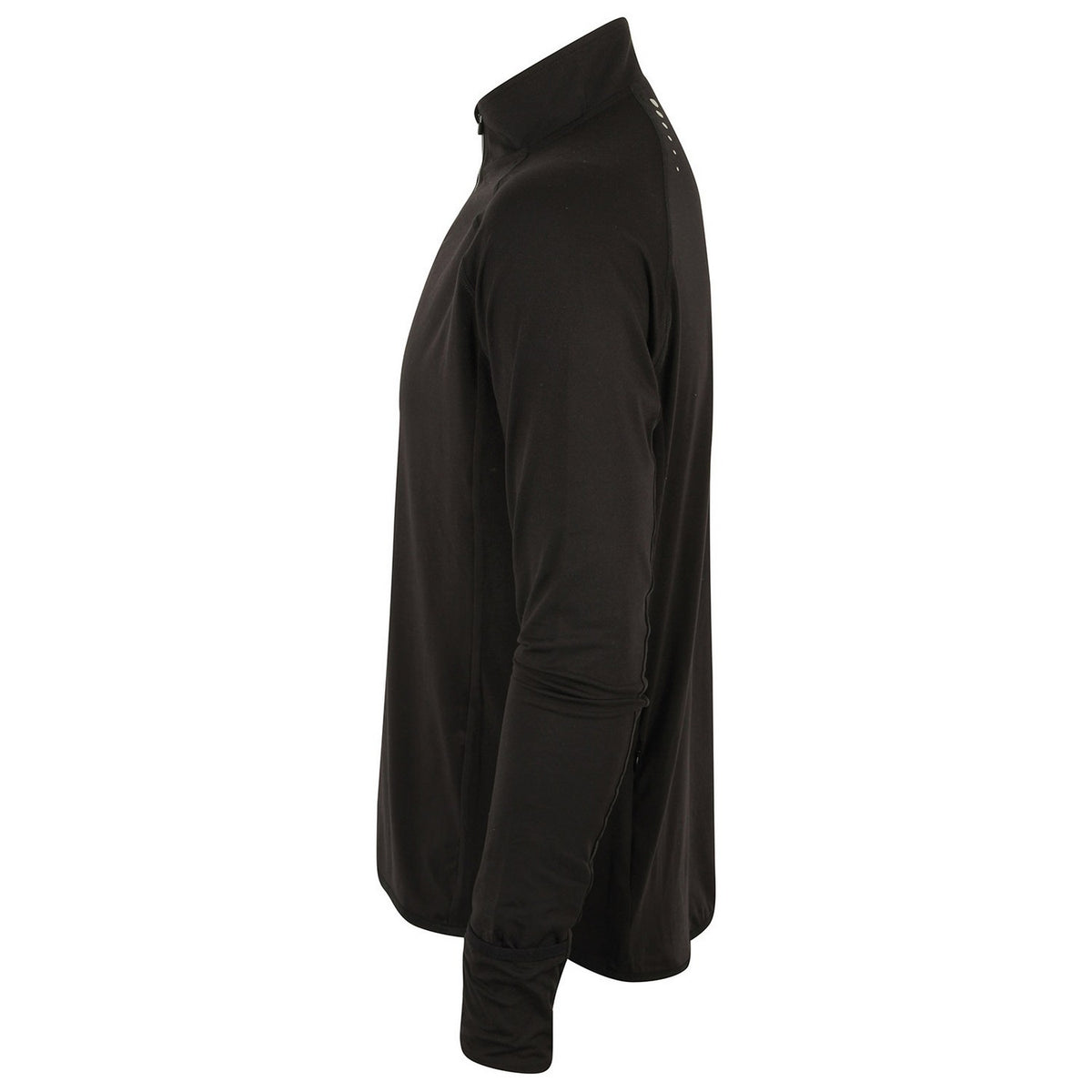 Black - Side - Tombo Mens Quarter Zip Long-Sleeved Top