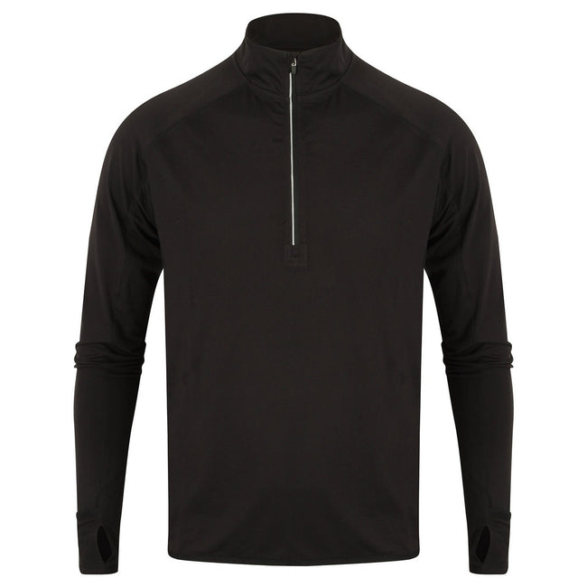 Black - Front - Tombo Mens Quarter Zip Long-Sleeved Top