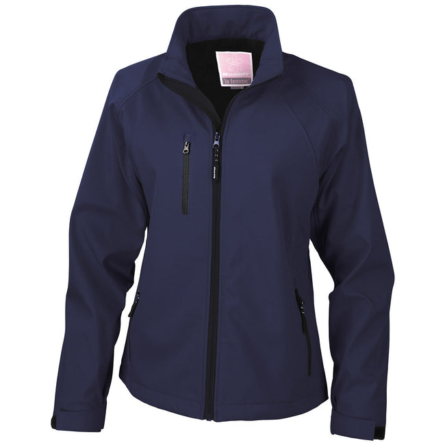 Navy - Front - Result Womens-Ladies Soft Shell Jacket