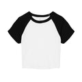 White-Black - Front - Bella + Canvas Womens-Ladies Micro-Rib Raglan Crop Top