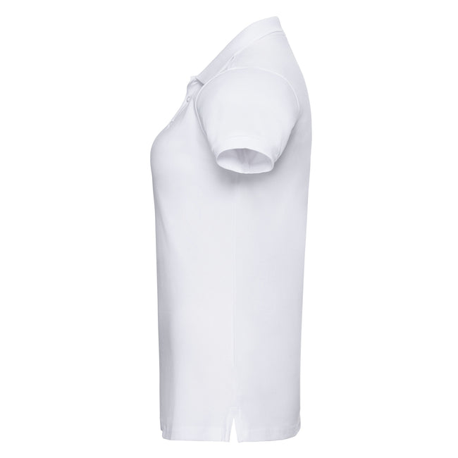 White - Lifestyle - Russell Womens-Ladies Piqué Stretch Polo Shirt