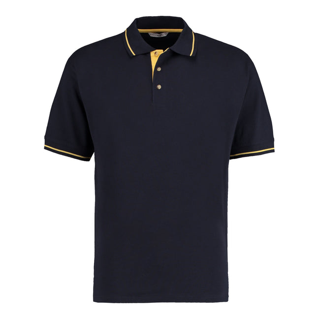 Navy-Sun Yellow - Front - Kustom Kit Mens St Mellion Classic Polo Shirt