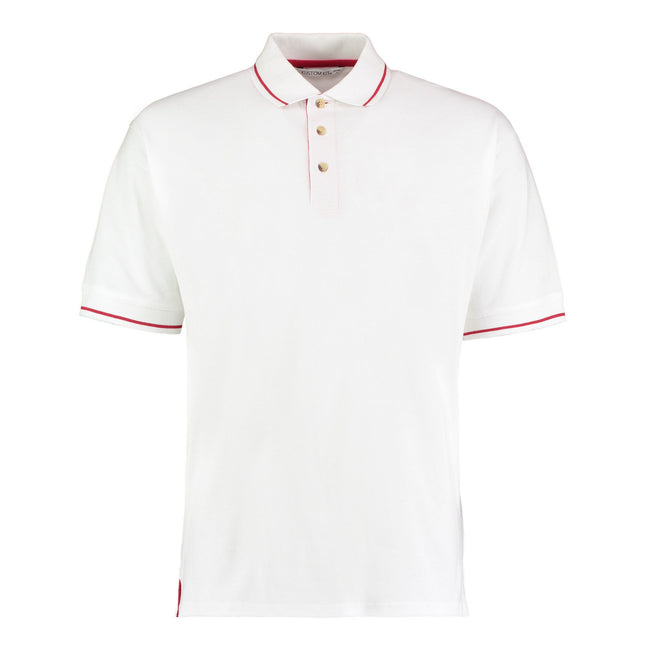 White-Red - Front - Kustom Kit Mens St Mellion Classic Polo Shirt