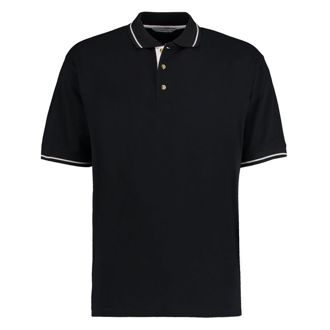 Black-White - Front - Kustom Kit Mens St Mellion Classic Polo Shirt