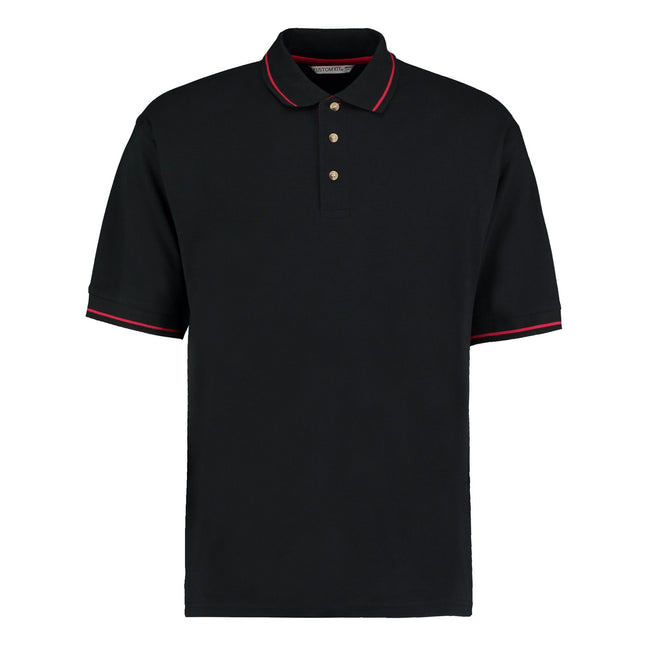 Black-Bright Red - Front - Kustom Kit Mens St Mellion Classic Polo Shirt