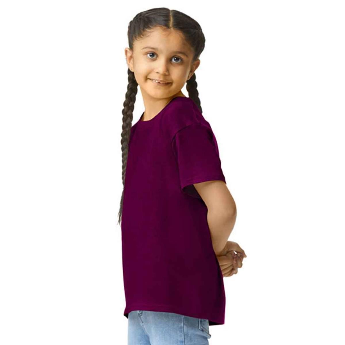 Maroon - Side - Gildan Childrens-Kids Softstyle Plain T-Shirt