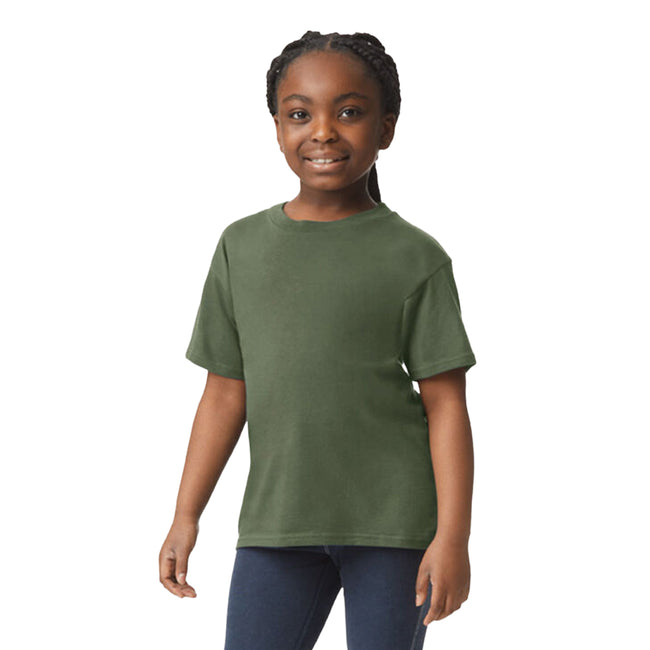 Military Green - Front - Gildan Childrens-Kids Soft Style Jersey T-Shirt