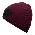 Burgundy-Black - Back - Beechfield Patch Circular Patch Beanie