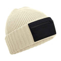 Sand-Black - Front - Beechfield Zip Patch Beanie