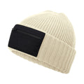 Sand-Black - Back - Beechfield Zip Patch Beanie