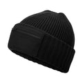 Black - Back - Beechfield Zip Patch Beanie