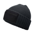 Graphite Grey-Black - Back - Beechfield Zip Patch Beanie