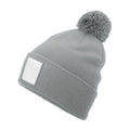 Ash-White - Back - Beechfield Pom Pom Appliqué Patch Beanie
