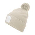 Oatmeal-White - Back - Beechfield Pom Pom Appliqué Patch Beanie