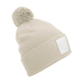 Oatmeal-White - Front - Beechfield Pom Pom Appliqué Patch Beanie