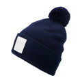 Oxford Navy-White - Back - Beechfield Pom Pom Appliqué Patch Beanie