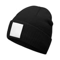Black-White - Back - Beechfield Appliqué Patch Beanie