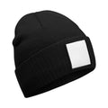 Black-White - Front - Beechfield Appliqué Patch Beanie