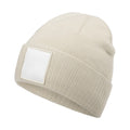 Oatmeal-White - Back - Beechfield Appliqué Patch Beanie