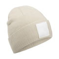 Oatmeal-White - Front - Beechfield Appliqué Patch Beanie
