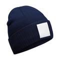 Oxford Navy-White - Front - Beechfield Appliqué Patch Beanie