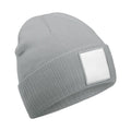 Ash-White - Front - Beechfield Appliqué Patch Beanie