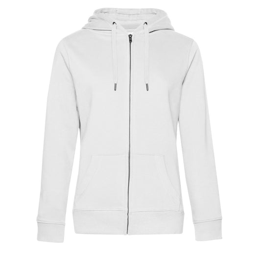 White - Front - B&C Womens-Ladies Queen Full Zip Hoodie