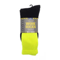 Black-Hi Vis Yellow - Back - Ribbon Mens Recycled Cotton Work Socks (Pack of 3)