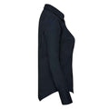 French Navy - Side - Russell Collection Womens-Ladies Polycotton Fitted Long-Sleeved Shirt