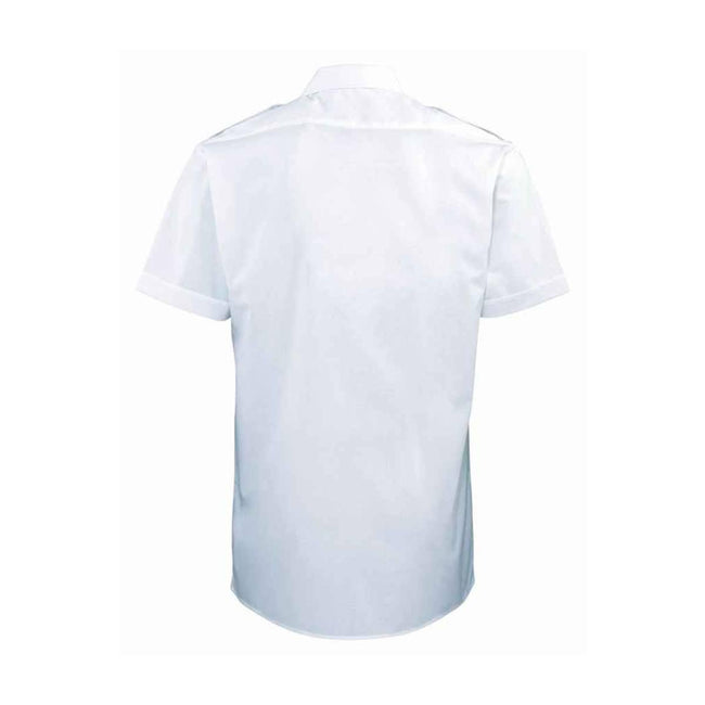 Light Blue - Back - Premier Mens Short-Sleeved Pilot Shirt