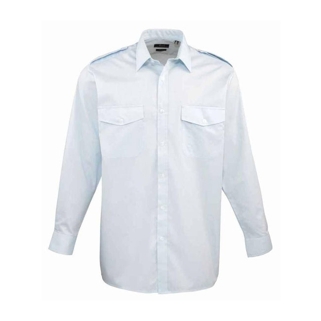 Light Blue - Front - Premier Mens Long-Sleeved Pilot Shirt