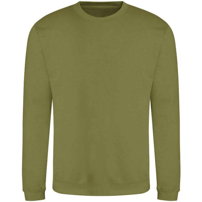 Khaki - Front - Awdis Mens Crew Neck Sweatshirt