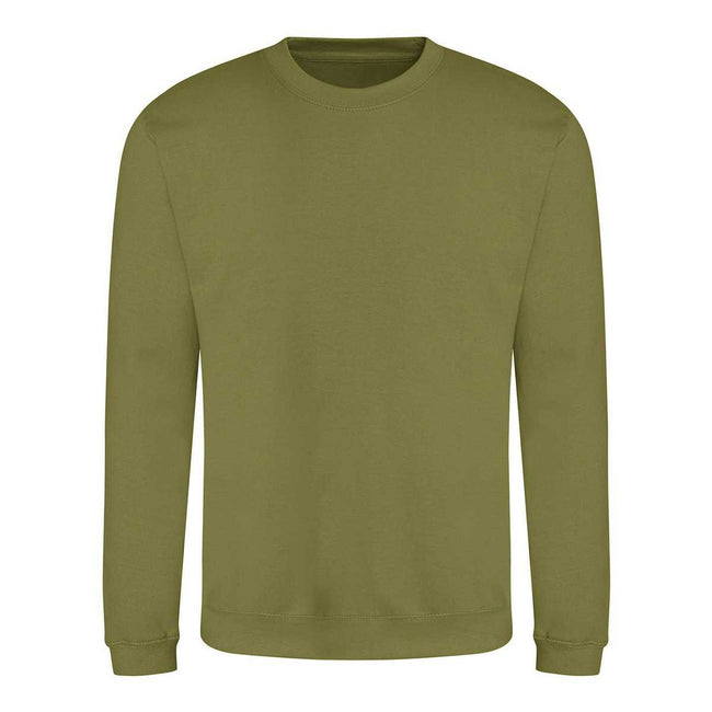 Khaki - Front - Awdis Mens Crew Neck Sweatshirt