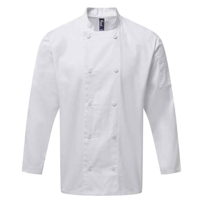 White - Front - Premier Mens Coolchecker Long-Sleeved Chef Jacket