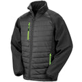 Black-Lime - Front - Result Genuine Recycled Unisex Adult Compass Padded Jacket