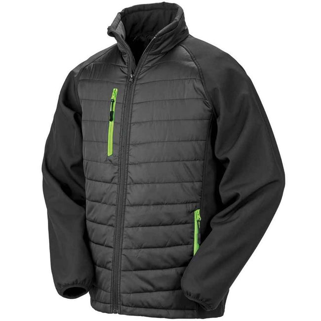 Black-Lime - Front - Result Genuine Recycled Unisex Adult Compass Padded Jacket