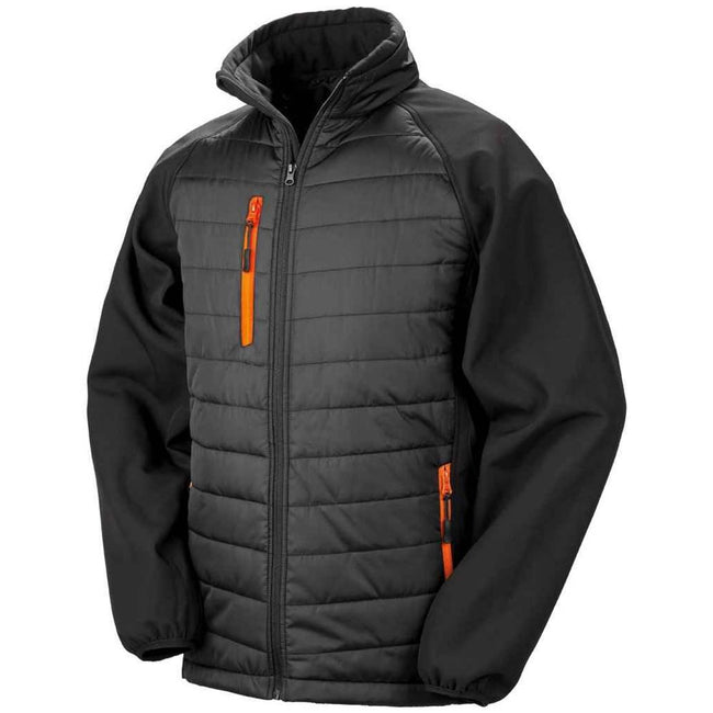 Black-Orange - Front - Result Genuine Recycled Unisex Adult Compass Padded Jacket
