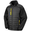 Black-Yellow - Front - Result Genuine Recycled Unisex Adult Compass Padded Jacket
