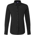 Black - Front - Premier Womens-Ladies Recyclight Poplin Long-Sleeved Formal Shirt