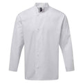 White - Front - Premier Mens Essential Long-Sleeved Chef Jacket