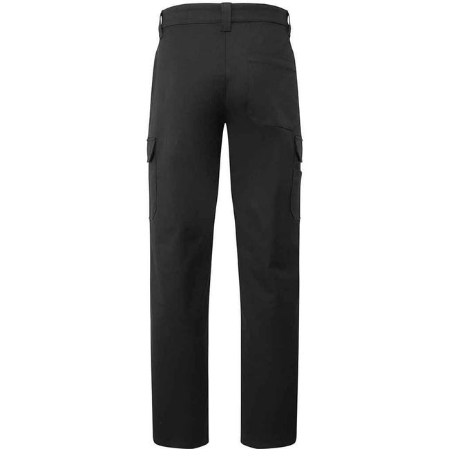 Black - Back - Premier Unisex Adult Stretchchecker Cargo Trousers