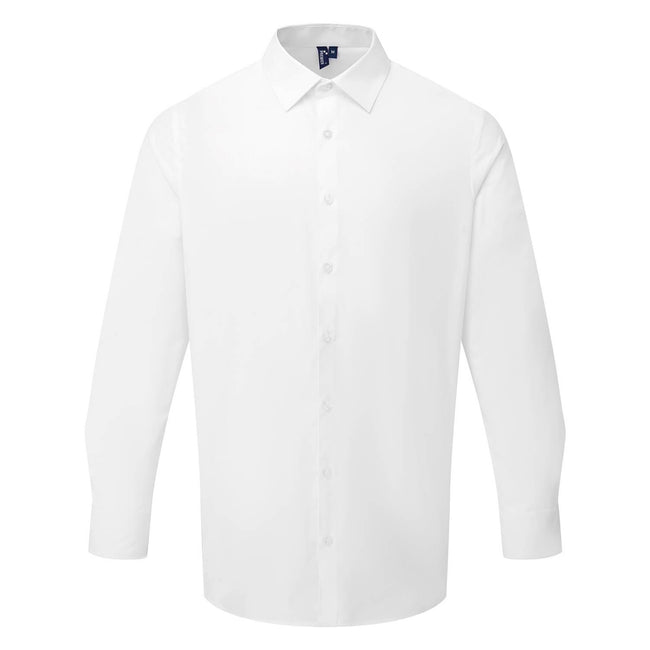 White - Front - Premier Mens Poplin Long-Sleeved Formal Shirt